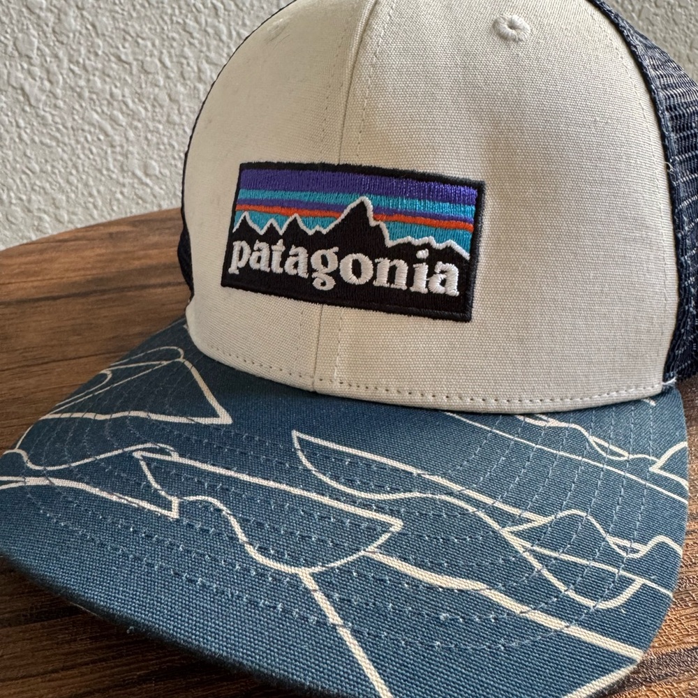 Patagonia Cream and Blue Trucker Hat